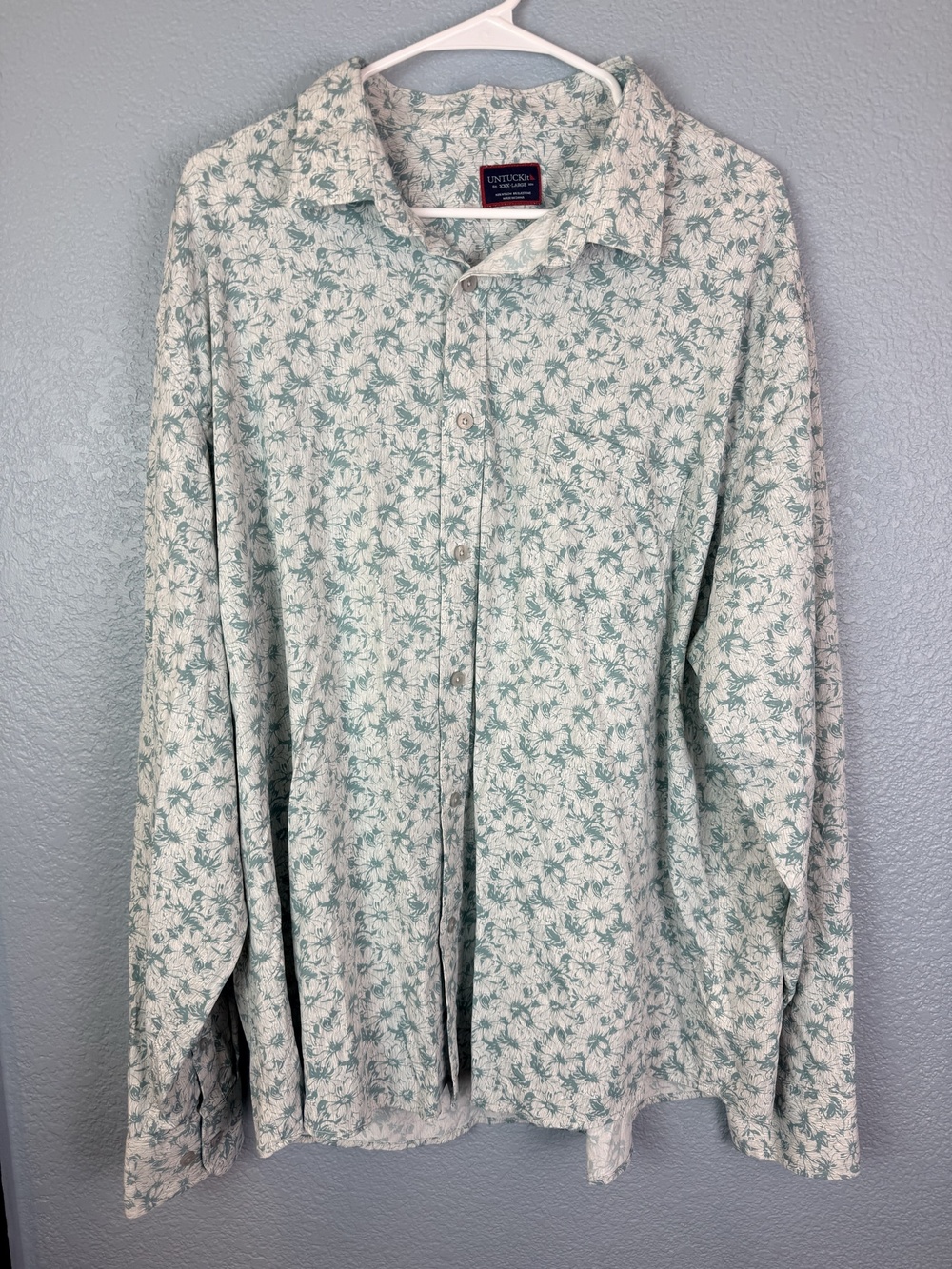 UNTUCKit Shirt Mens 3XL Green Floral Arcari Stretch Long Sleeve Button Up